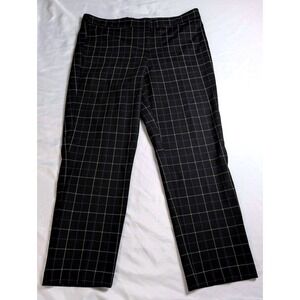 Amanda + Chelsea Trousers ~ Size 16 ~Black Plaid Windowpane Straight Leg Stretch